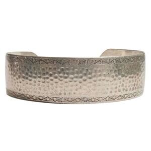 Vintage Southwestern Hammered Sterling Silver Mixed-Pattern Cuff Bracelet